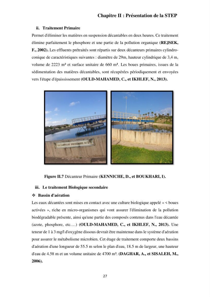 Efficacité des traitements des effluents urbains au niveau de la station d’épuration de Beni Messous
