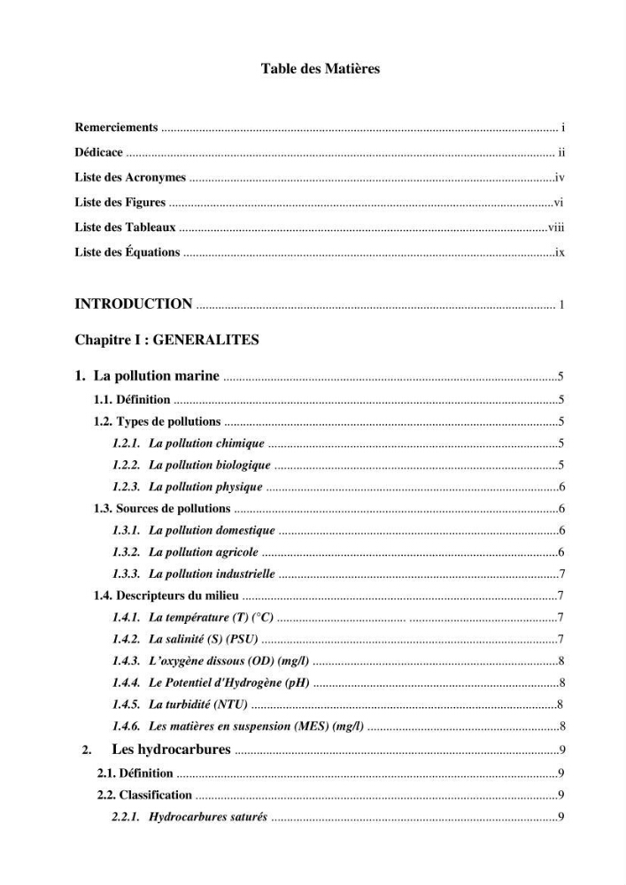 Diagnostic de contamination des eaux du littoral Agerois par les Hydrocarbures: