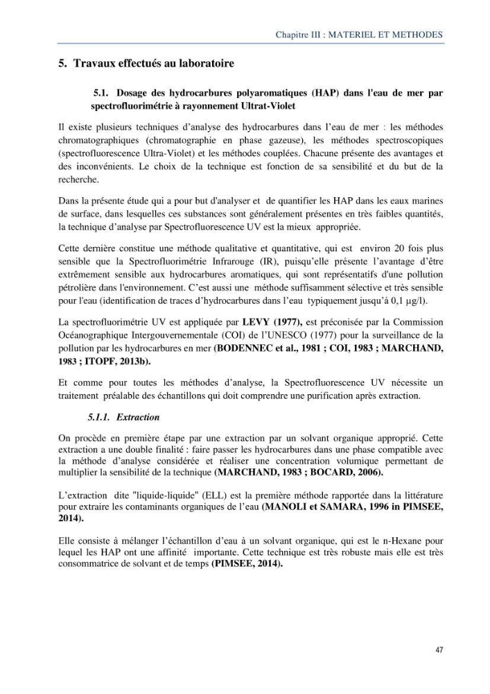 Diagnostic de contamination des eaux du littoral Agerois par les Hydrocarbures: