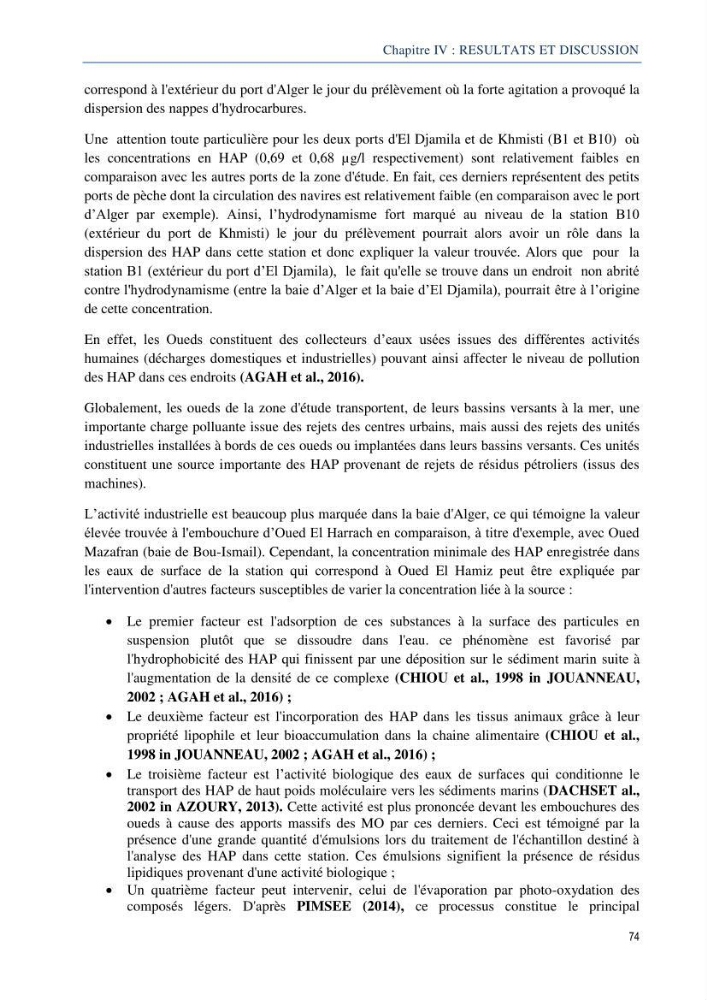 Diagnostic de contamination des eaux du littoral Agerois par les Hydrocarbures: