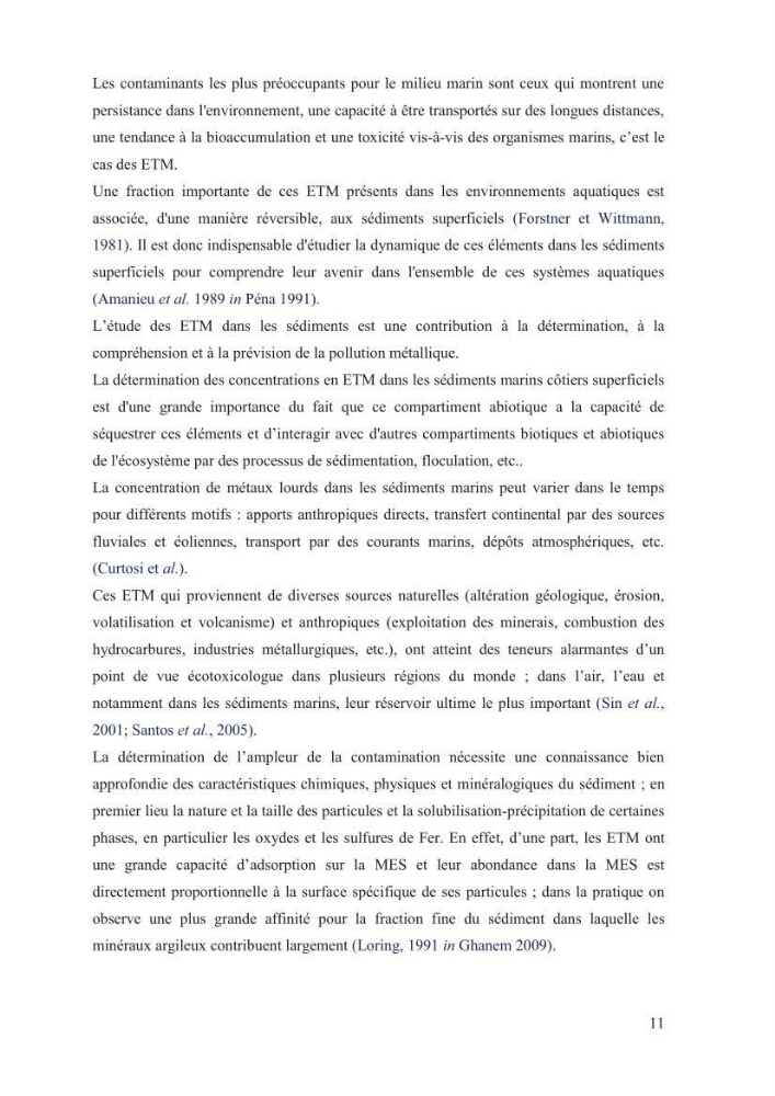 Contamination des sédiments marins de la côte Algéroise par les métaux traces: influence de la texture granulométrique et de la nature minéralogique