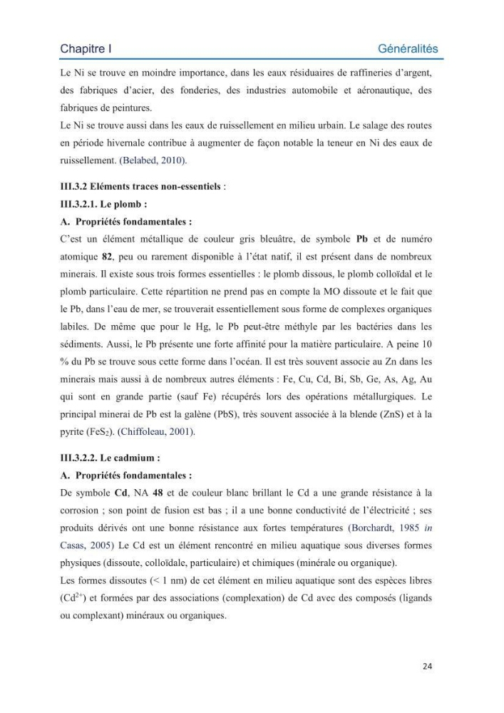 Contamination des sédiments marins de la côte Algéroise par les métaux traces: influence de la texture granulométrique et de la nature minéralogique