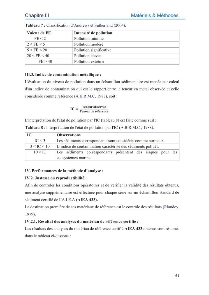 Contamination des sédiments marins de la côte Algéroise par les métaux traces: influence de la texture granulométrique et de la nature minéralogique