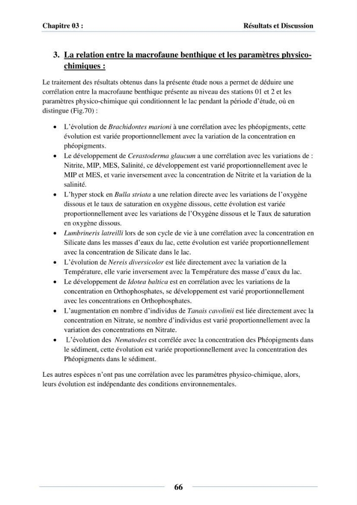 Dynamique des peuplements du Lac Mellah: conditions environnementales