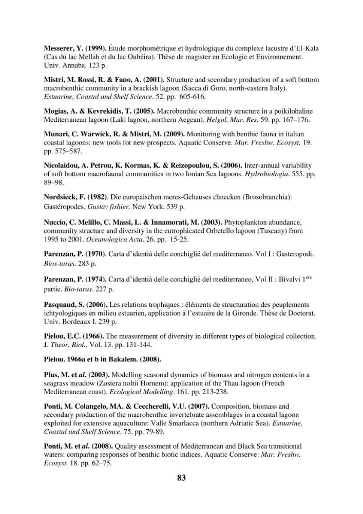 Dynamique des peuplements du Lac Mellah: conditions environnementales