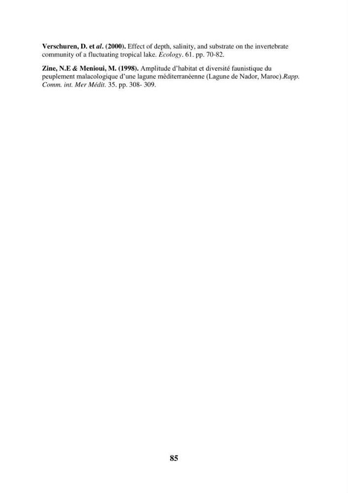 Dynamique des peuplements du Lac Mellah: conditions environnementales