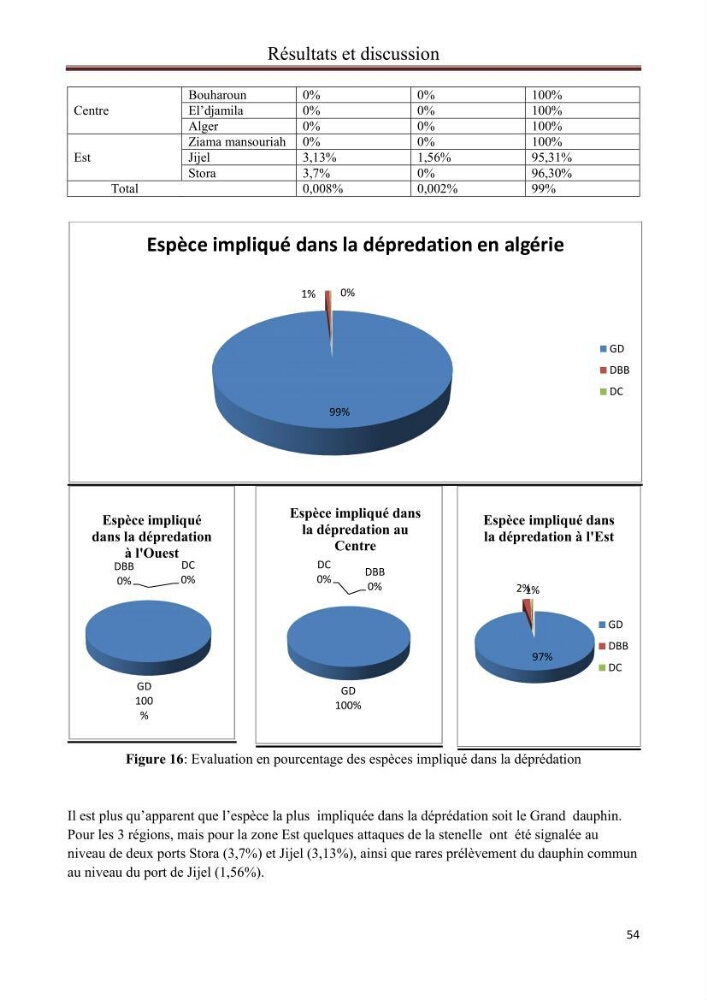 Contribution à l\'étude de la déprédation des petits delphinidés sur la pêche et interaction pêcherie-cétacés le long de la côte Algerienne: