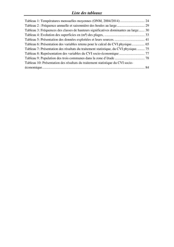 Etude et évaluation de l\'état de la vulnérabilité du système côtier de la zone Est-Algéroise