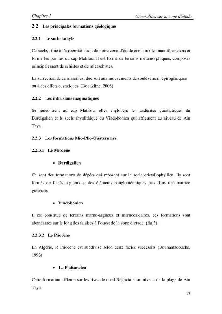 Etude et évaluation de l\'état de la vulnérabilité du système côtier de la zone Est-Algéroise