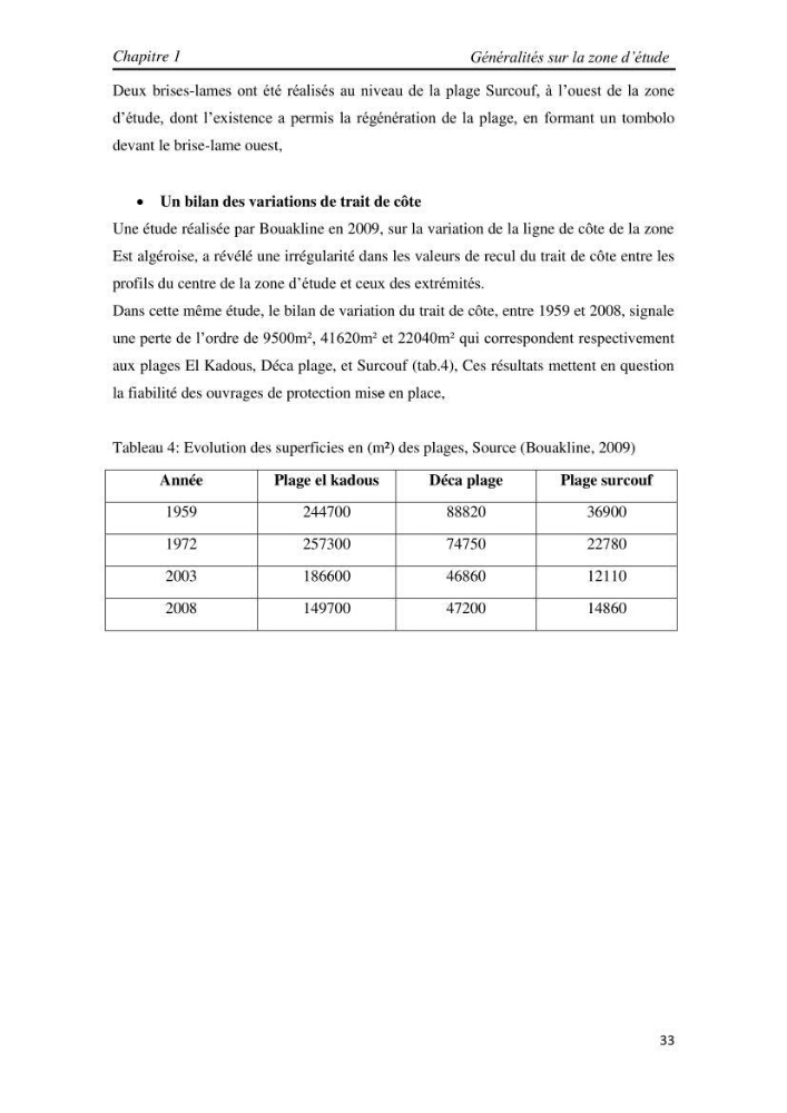 Etude et évaluation de l\'état de la vulnérabilité du système côtier de la zone Est-Algéroise