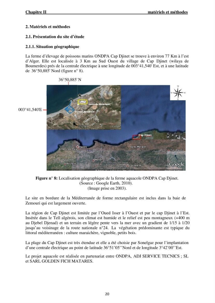 Caractérisation physico-chimique et bactériologique des eaux de la ferme d\'élevage de poissons marins ONDPA Cap Djinet (Wilaya de Boumerdes):