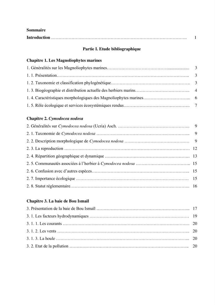 Etude des caractéristiques structurelles de Cymodocea nodosa (Ucria) Ascherson (1870) dans la baie de Bou Ismaïl