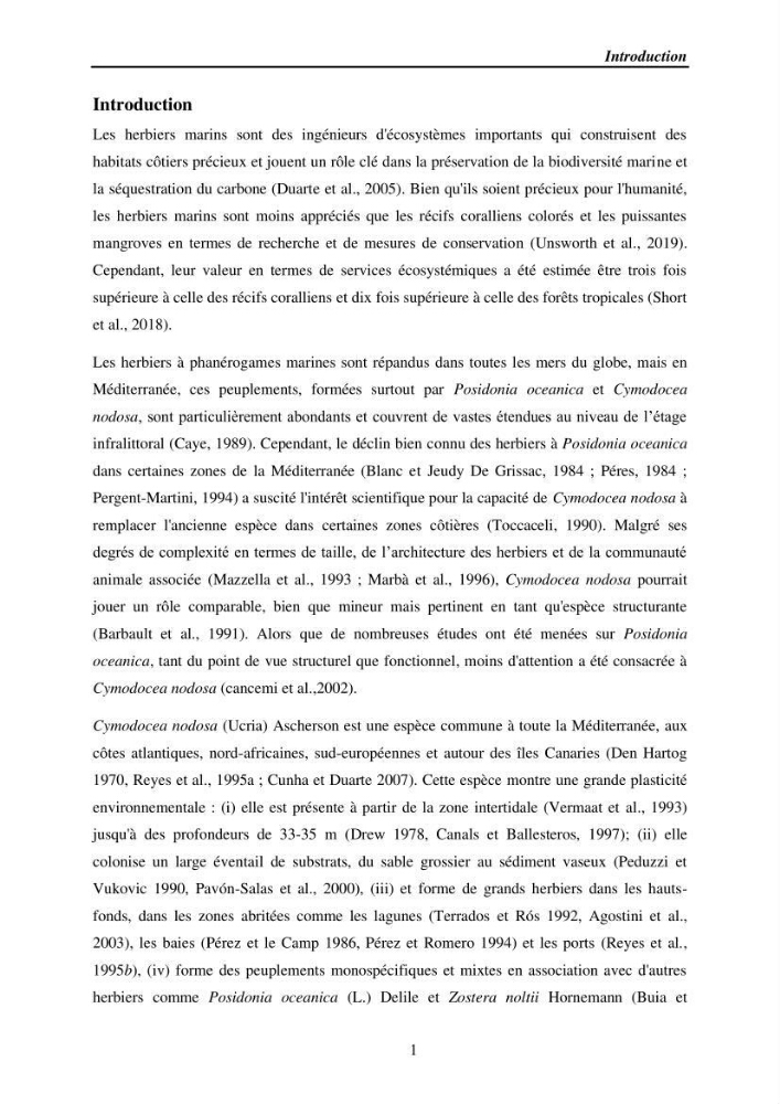 Etude des caractéristiques structurelles de Cymodocea nodosa (Ucria) Ascherson (1870) dans la baie de Bou Ismaïl