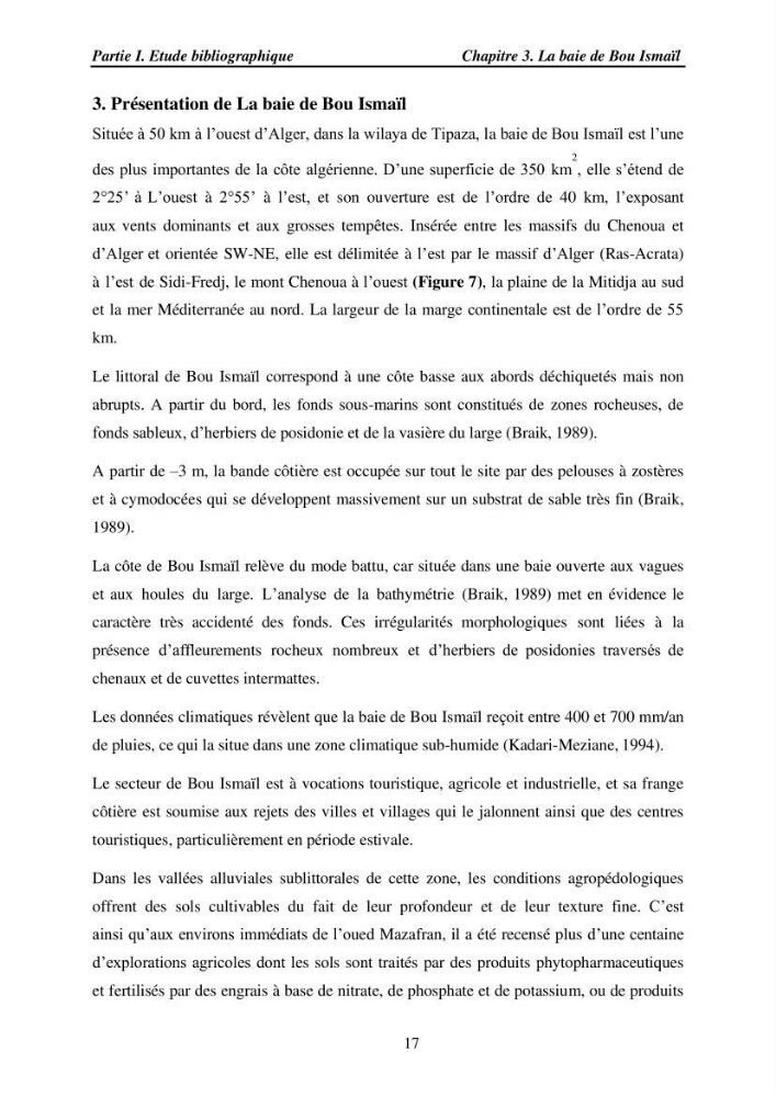 Etude des caractéristiques structurelles de Cymodocea nodosa (Ucria) Ascherson (1870) dans la baie de Bou Ismaïl