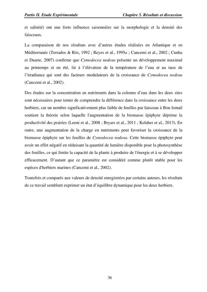Etude des caractéristiques structurelles de Cymodocea nodosa (Ucria) Ascherson (1870) dans la baie de Bou Ismaïl