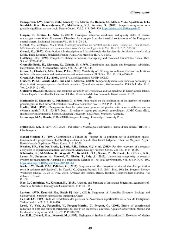 Etude des caractéristiques structurelles de Cymodocea nodosa (Ucria) Ascherson (1870) dans la baie de Bou Ismaïl