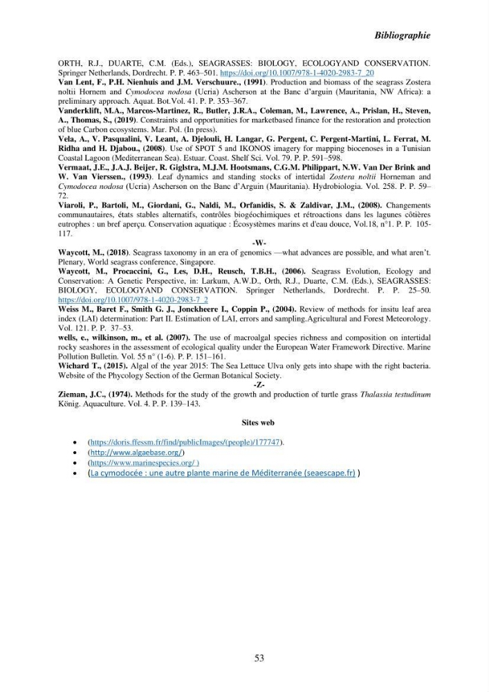 Etude des caractéristiques structurelles de Cymodocea nodosa (Ucria) Ascherson (1870) dans la baie de Bou Ismaïl