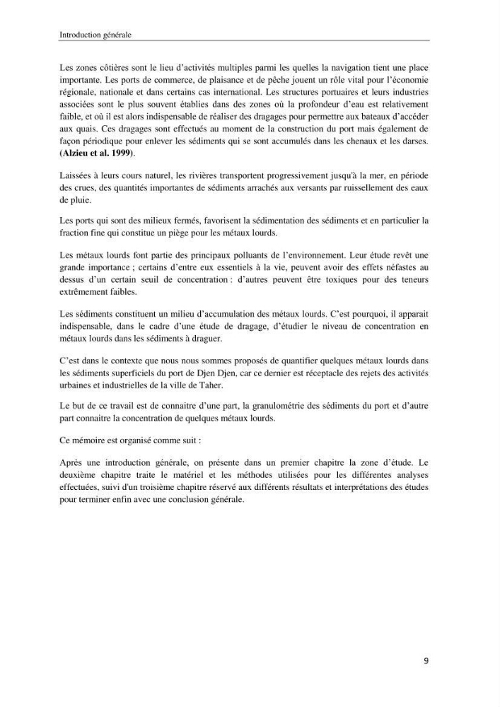 Ensablement et pollution par les métaux lourds des sédiments du port de Djen Djen