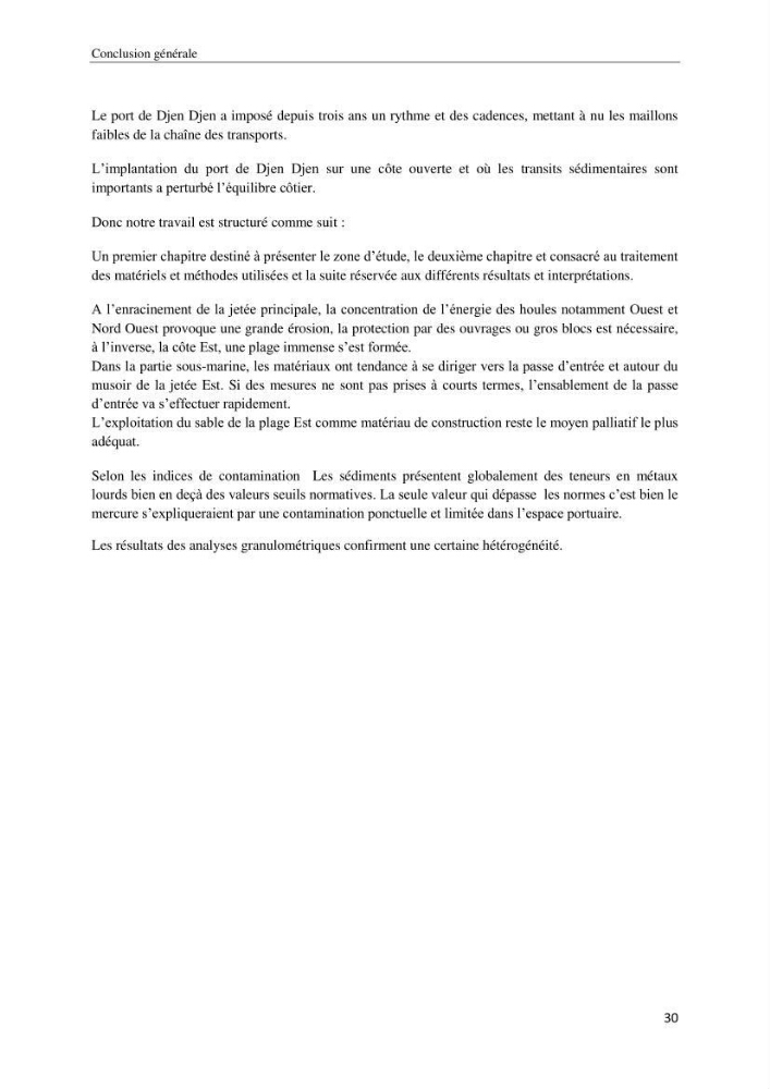 Ensablement et pollution par les métaux lourds des sédiments du port de Djen Djen