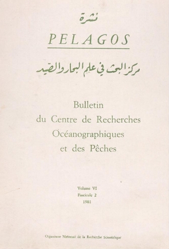 Pélagos: bulletin du centre de recherche océanographiques et des pêches Pélagos: bulletin du centre de recherche océanographiques et des pêches