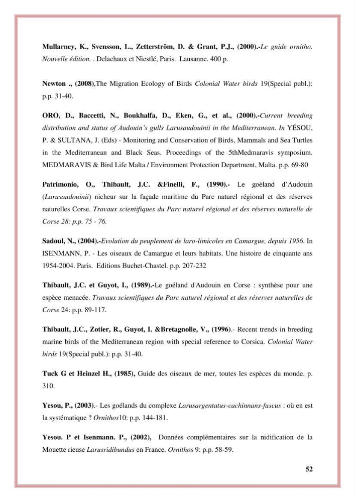 Reconstitution des informations sur les oiseaux marins bagués rencontrés sur le littoral de la wilaya de Tipaza