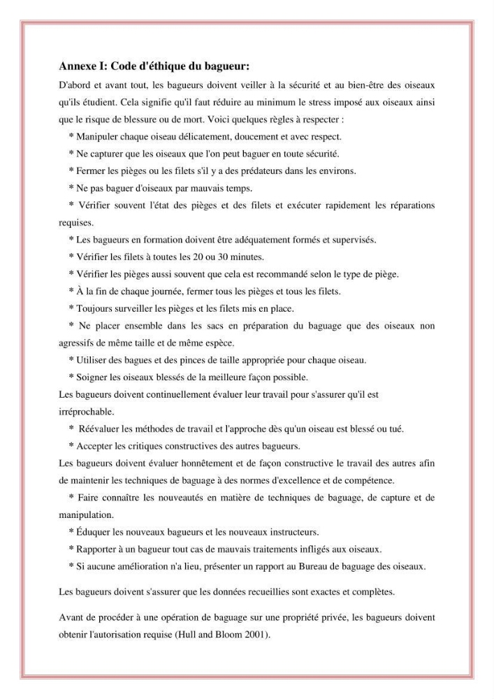 Reconstitution des informations sur les oiseaux marins bagués rencontrés sur le littoral de la wilaya de Tipaza