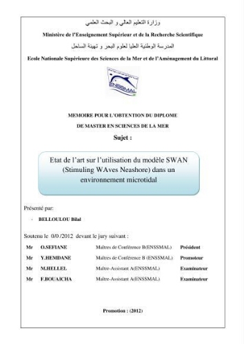 Etat de l'art sur l'utilisation du modéle SWAN (Stimuling WAves Neashore) dans un environnement microtidal: Etat de l'art sur l'utilisation du modéle SWAN (Stimuling WAves Neashore) dans un environnement microtidal:
