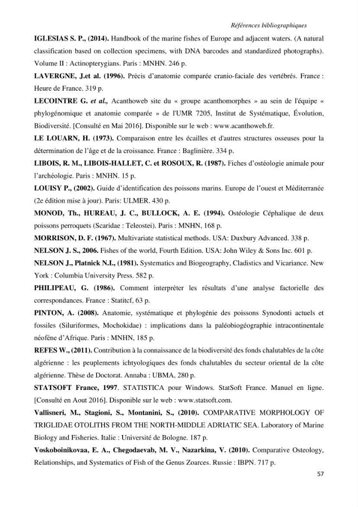 Contribution à l’étude de la systématique de la famille des Triglidae (Ostéichtyens, Actinoptérygiens) du bassin algérien
