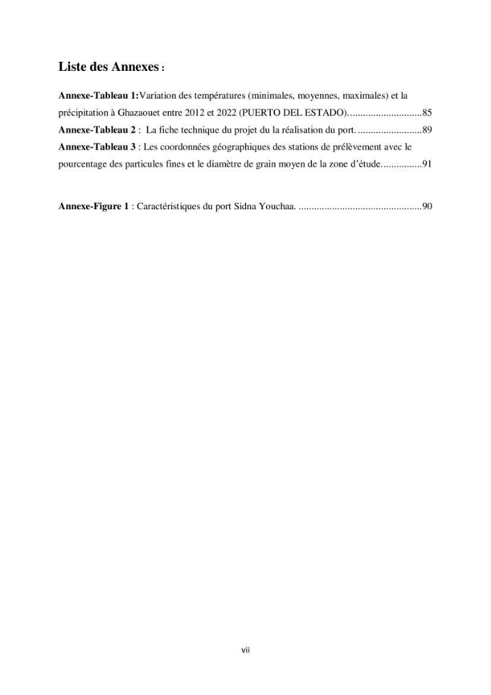 Etude d\'impact des infrastructures portuaires sur le processus hydro-sédimentaire: cas du port de pêche de Sidna Youchaa.W.de Tlemcen