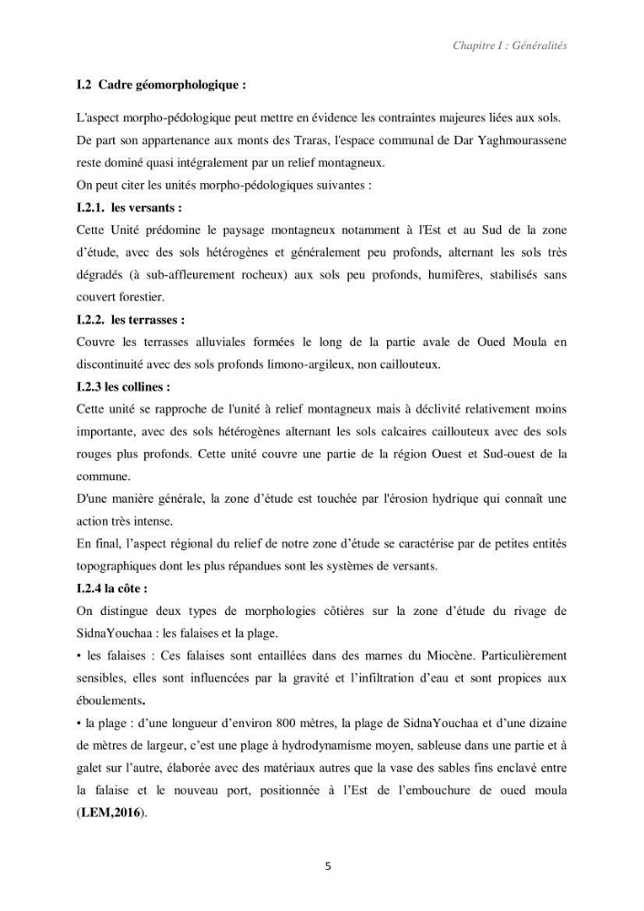 Etude d\'impact des infrastructures portuaires sur le processus hydro-sédimentaire: cas du port de pêche de Sidna Youchaa.W.de Tlemcen