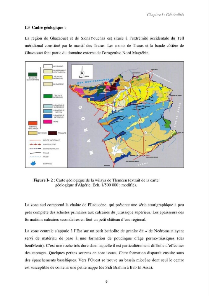 Etude d\'impact des infrastructures portuaires sur le processus hydro-sédimentaire: cas du port de pêche de Sidna Youchaa.W.de Tlemcen