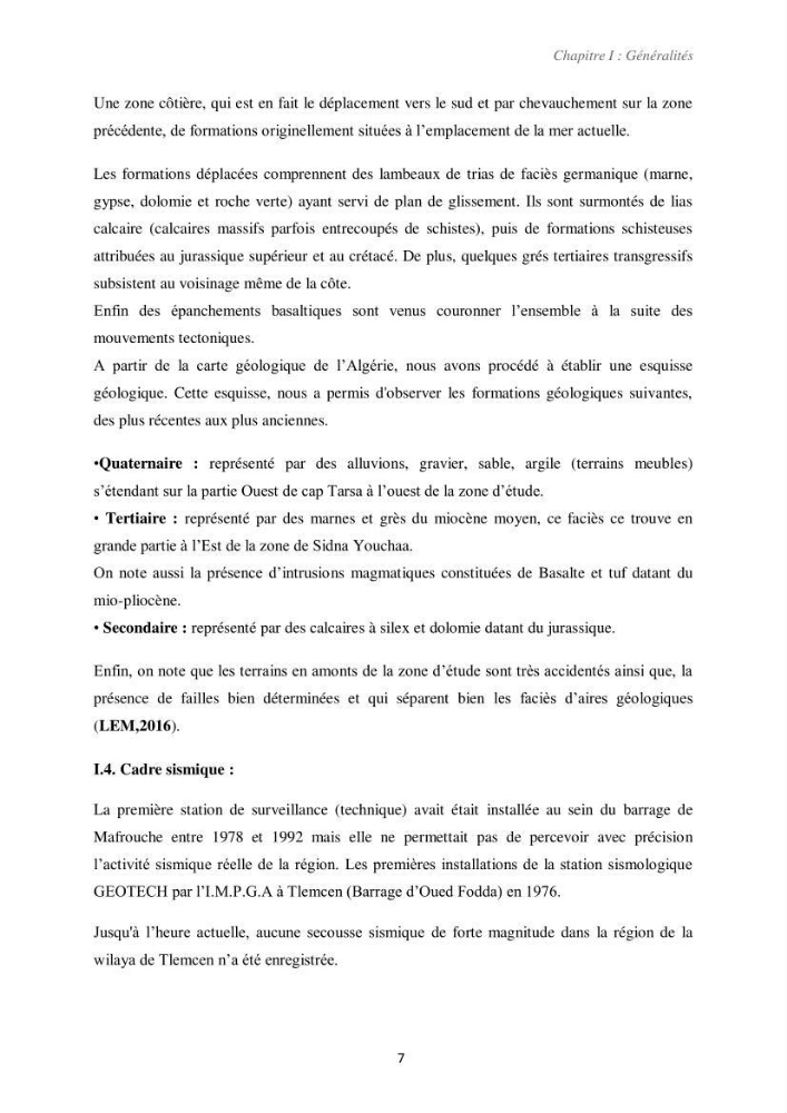 Etude d\'impact des infrastructures portuaires sur le processus hydro-sédimentaire: cas du port de pêche de Sidna Youchaa.W.de Tlemcen