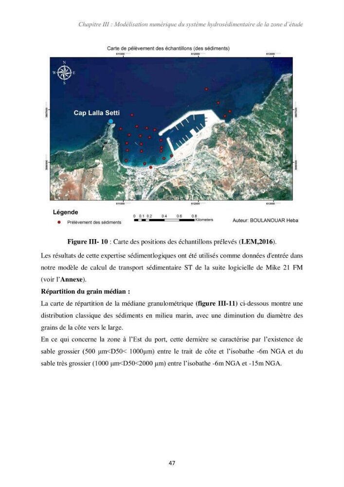 Etude d\'impact des infrastructures portuaires sur le processus hydro-sédimentaire: cas du port de pêche de Sidna Youchaa.W.de Tlemcen