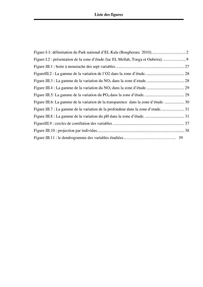Analyse de données environnementales dans la région d\'El Kala (qualité des eaux)