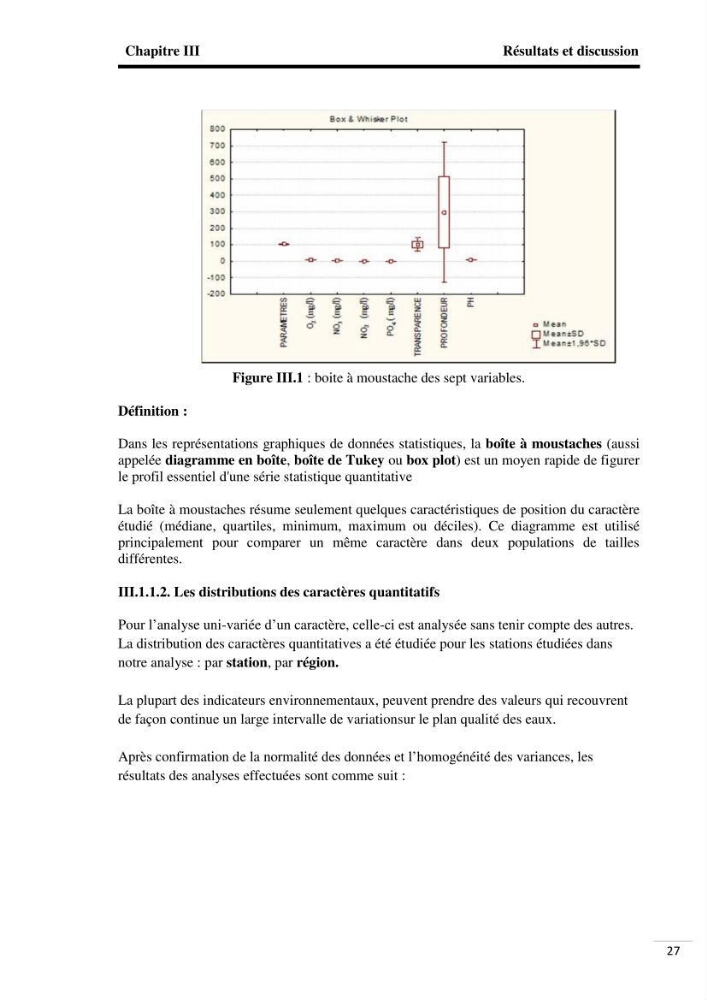 Analyse de données environnementales dans la région d\'El Kala (qualité des eaux)