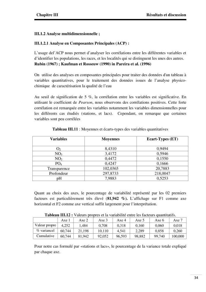 Analyse de données environnementales dans la région d\'El Kala (qualité des eaux)