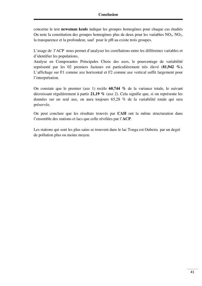Analyse de données environnementales dans la région d\'El Kala (qualité des eaux)