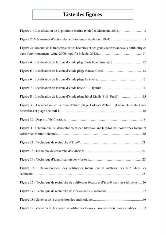 Analyse microbiologique et évaluation de la résistance aux antibiotiques des eaux de plages algéroises.: