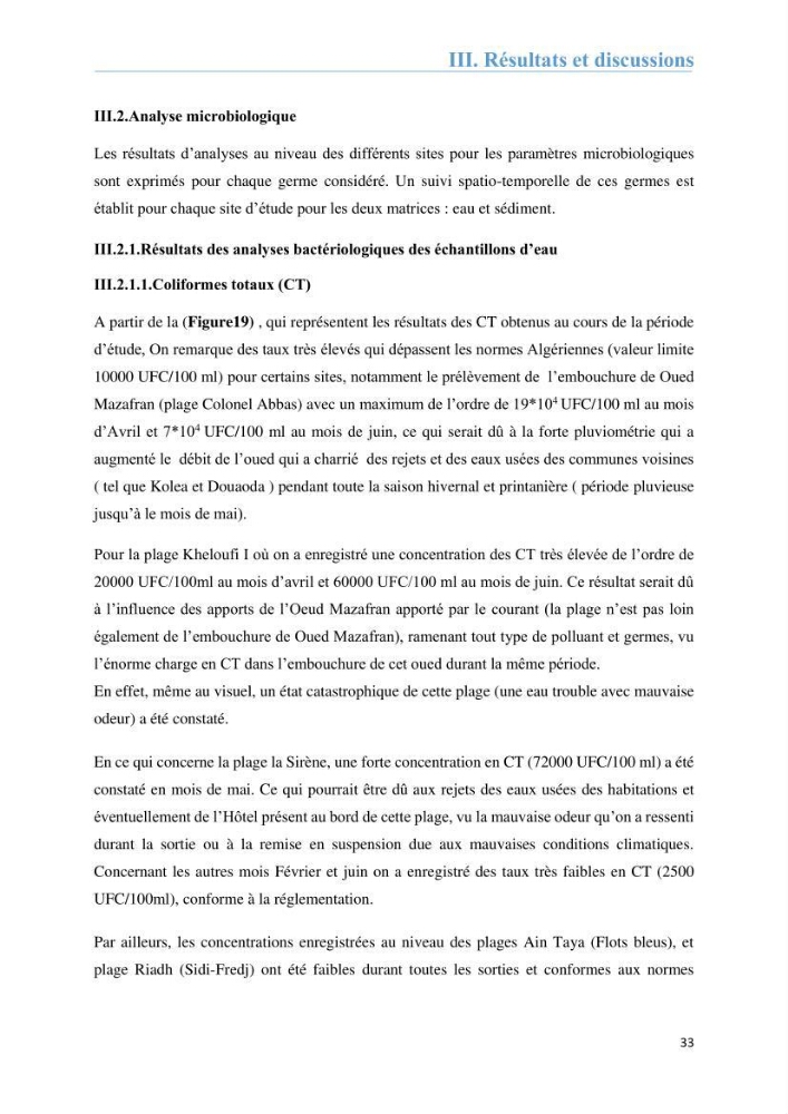 Analyse microbiologique et évaluation de la résistance aux antibiotiques des eaux de plages algéroises.: