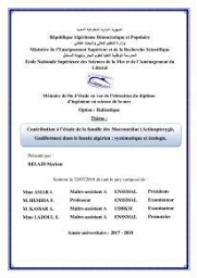 Contribution à l’étude de la famille des Macrouridae (Actinopterygii Gadiformes) dans le bassin algérien: systématique et écologie.