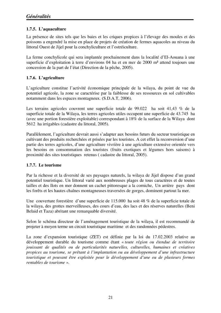 Mise en place de réseaux de surveillance environnementaux de la zone marine côtière de Taza ( wilaya de Jijel)