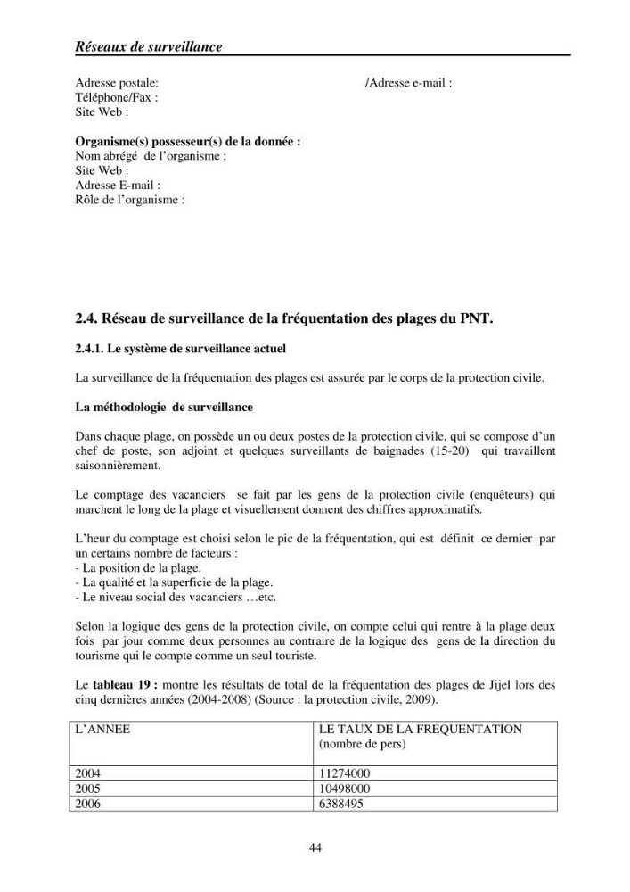Mise en place de réseaux de surveillance environnementaux de la zone marine côtière de Taza ( wilaya de Jijel)
