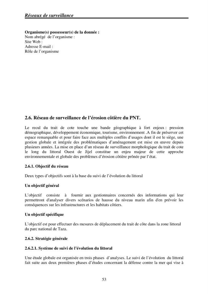 Mise en place de réseaux de surveillance environnementaux de la zone marine côtière de Taza ( wilaya de Jijel)