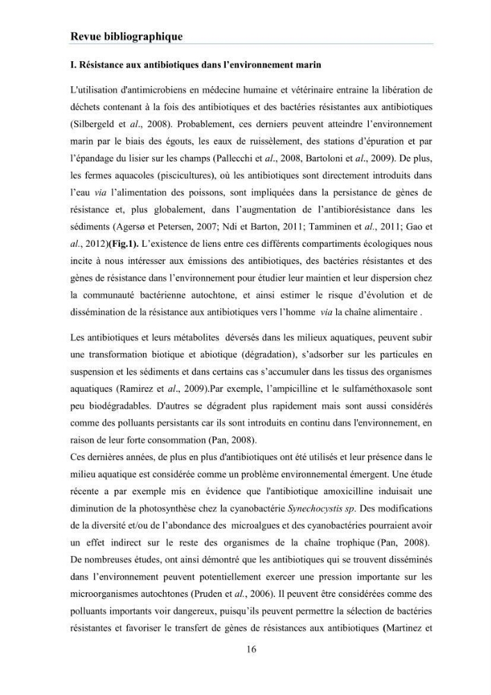 Evaluation et caractérisation de la résistance aux antibiotiques chez des bactéries à Gram négatif isolées à partir de milieux et d’animaux aquatiques