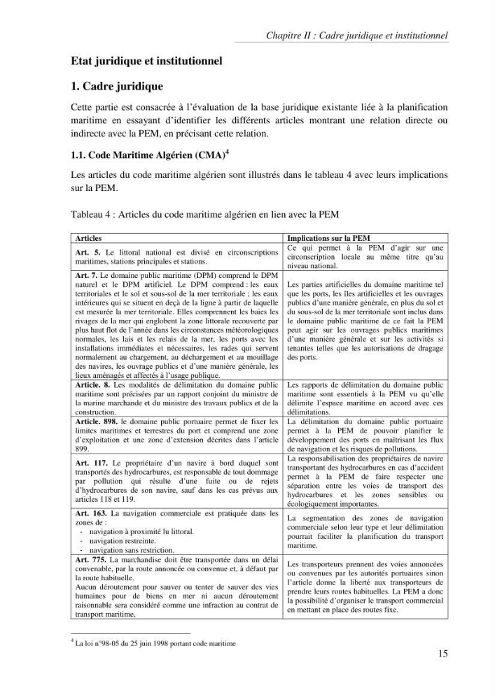 Etat des lieux de la planification de l\'espace maritime en Algerie
