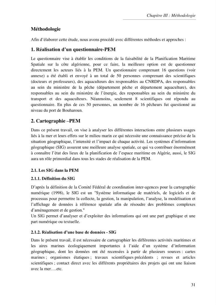 Etat des lieux de la planification de l\'espace maritime en Algerie