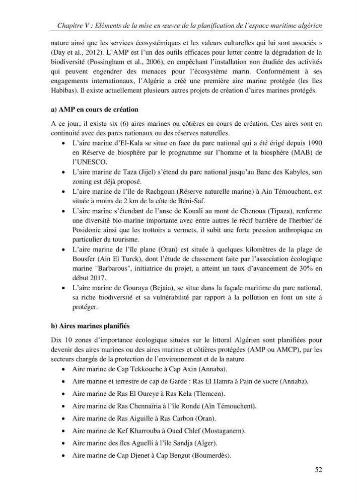 Etat des lieux de la planification de l\'espace maritime en Algerie