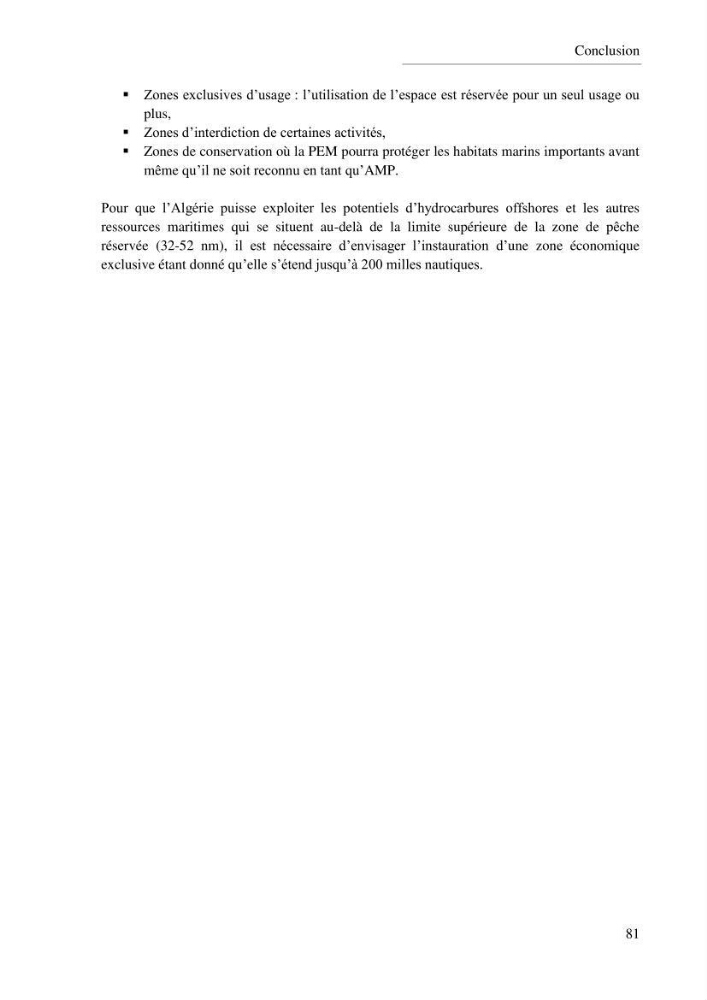 Etat des lieux de la planification de l\'espace maritime en Algerie
