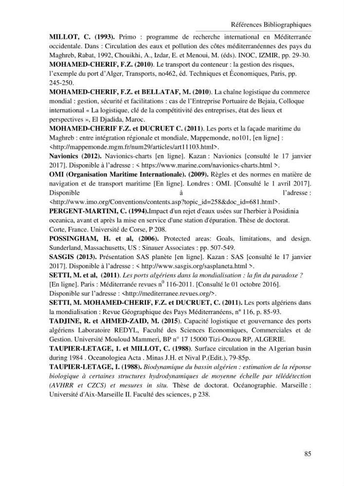 Etat des lieux de la planification de l\'espace maritime en Algerie