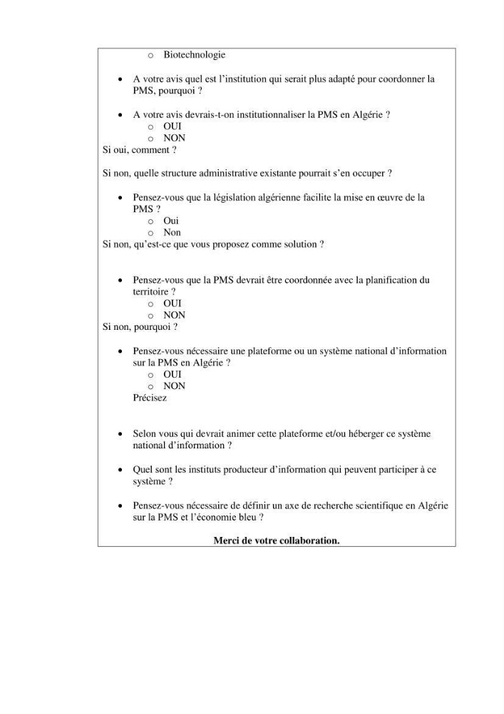 Etat des lieux de la planification de l\'espace maritime en Algerie